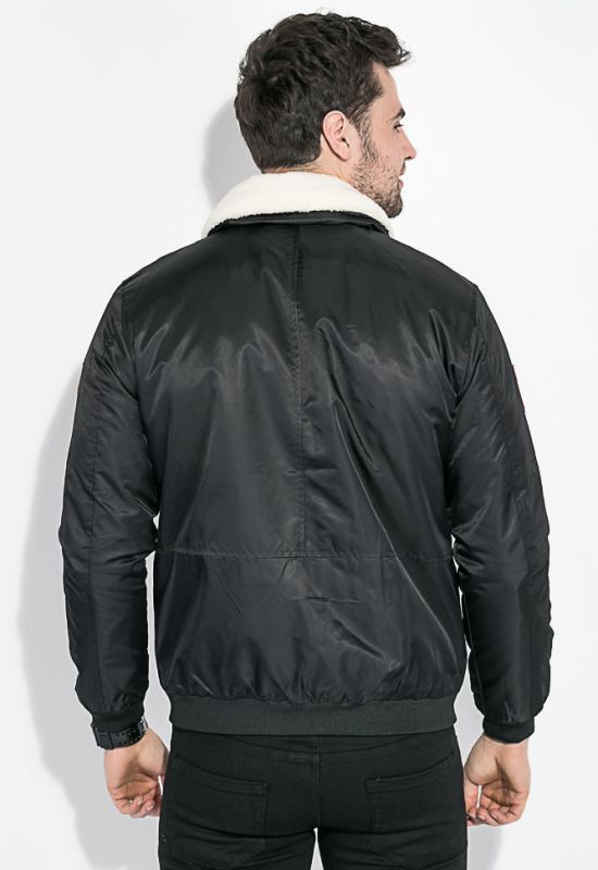Куртка чоловіча з коміром зі штучного хутра 178V001 (чорний)
