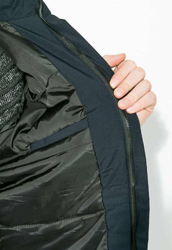 Куртка мужская удлиненная с капюшоном 339V002 (темно-синий)