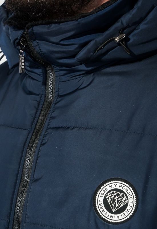 Куртка чоловіча зимова подовжена з капюшоном 70PD5010 (темно-синій)