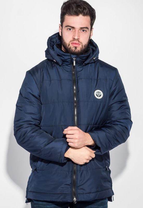Куртка чоловіча зимова подовжена з капюшоном 70PD5010 (темно-синій)