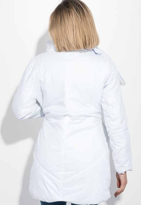 Куртка женкая длинная двухфактурная со вставками экокожи 72PD754 (молочный/белый)