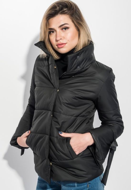 Куртка женская с бантиками на рукавах 72PD201 (черный)