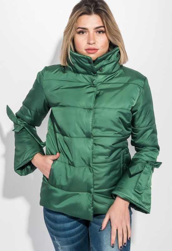 Куртка женская с бантиками на рукавах 72PD201 (темно-зеленый)