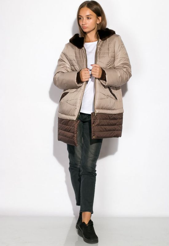Куртка женская 127P004 (бежевый/коричневый)