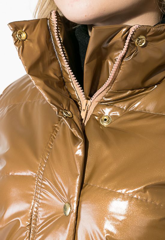Куртка женская короткая с капюшоном 80PD1024 (горчичный)
