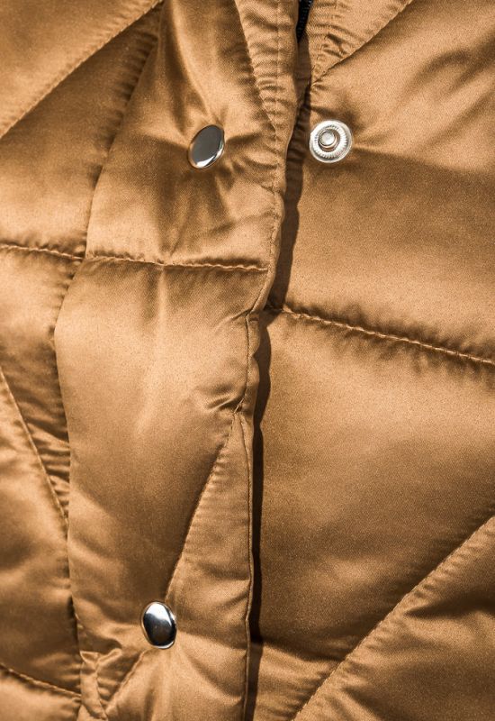 Куртка женская на кнопках и молнии высокий ворот 68PD503 (горчичный)