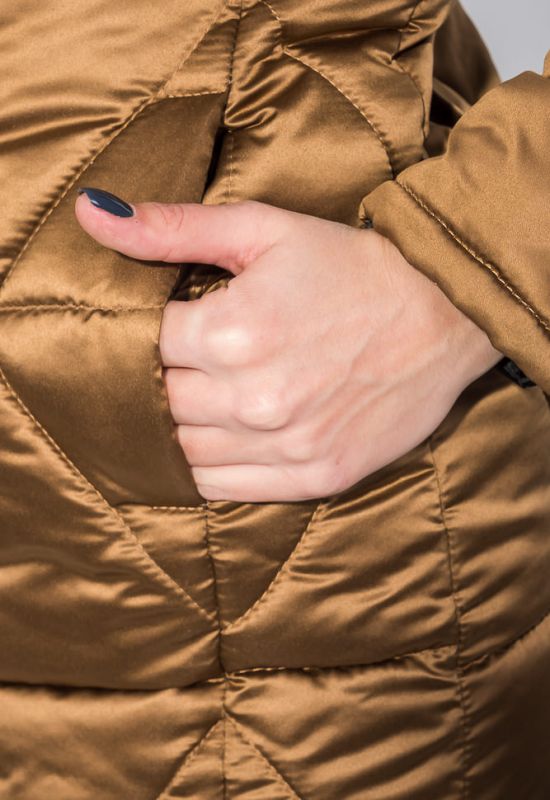 Куртка жіноча на кнопках та блискавці високий комір 68PD503 (гірчичний)