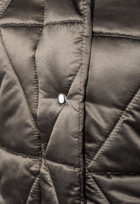 Куртка женская на кнопках и молнии высокий ворот 68PD503 (хаки)