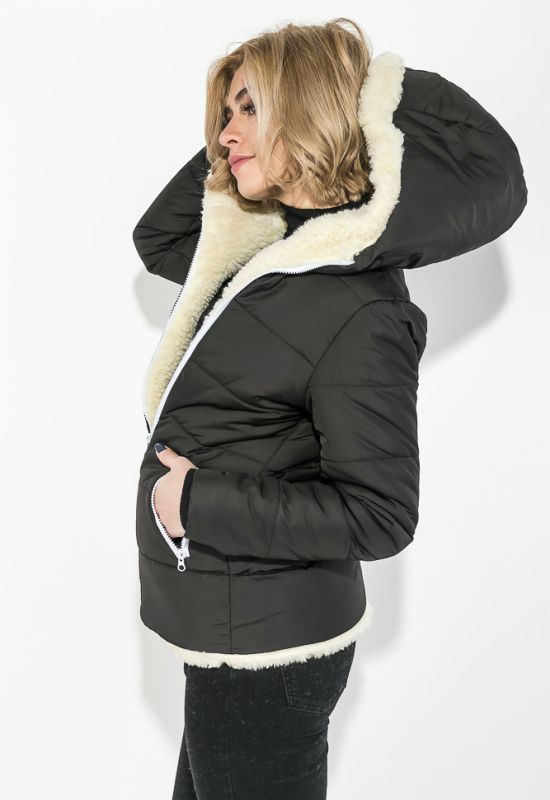Куртка жіноча на хутрі тепла 77PD865 (чорний)