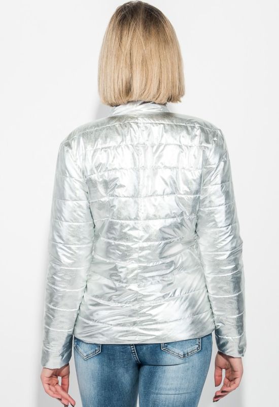 Куртка женская на одной кнопке однотонная и металлик 69PD1050 (серебряный)