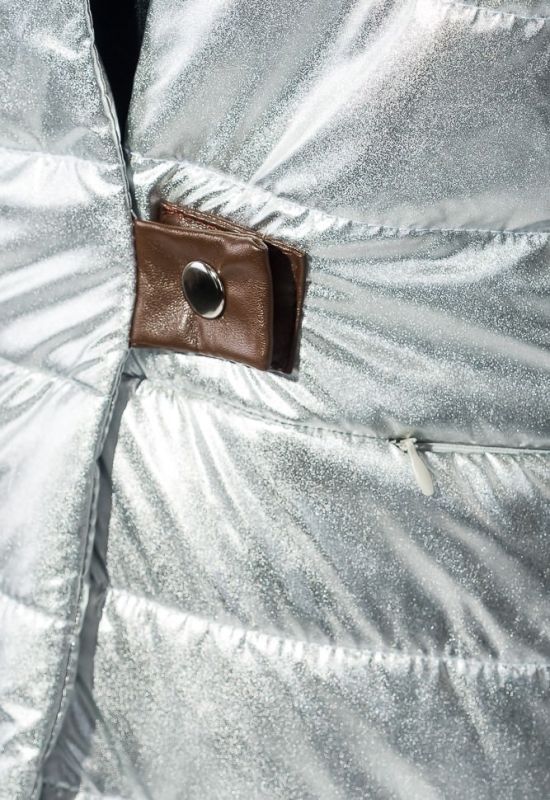 Куртка женская на одной кнопке однотонная и металлик 69PD1050 (серебряный)