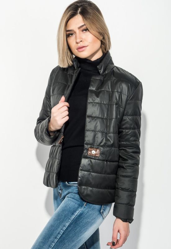 Куртка женская на одной кнопке однотонная и металлик 69PD1050 (черный)