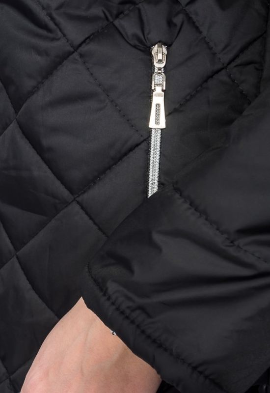 Куртка женская однотонная на молнии 72PD193 (черный)