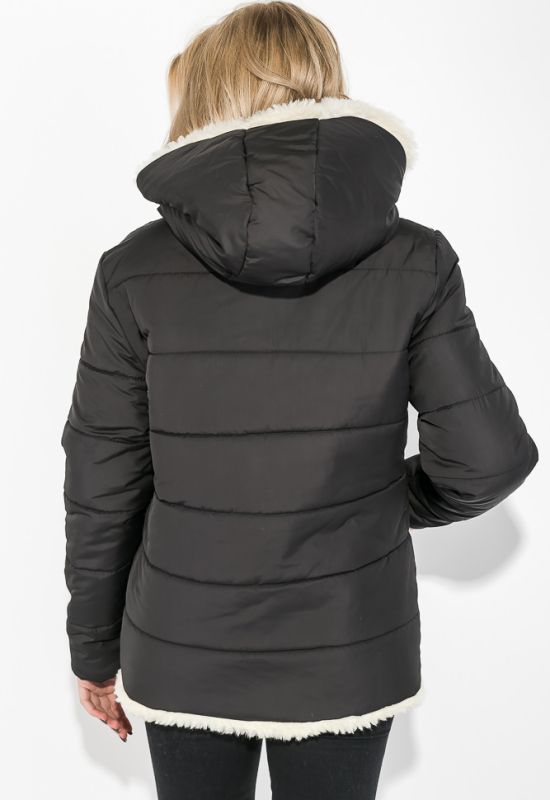 Куртка жіноча напівбатал на хутрі 77PD8651 (чорний)