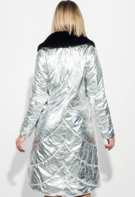 Куртка женская с мехом блестящие 69PD1061 (серебряный)
