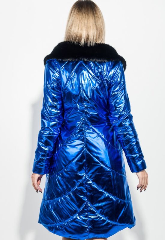 Куртка женская с мехом блестящие 69PD1061 (синий/металлик)