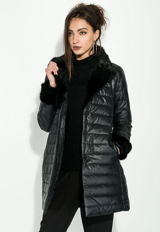 Куртка женская с меховым воротником 19PL159 (черный)