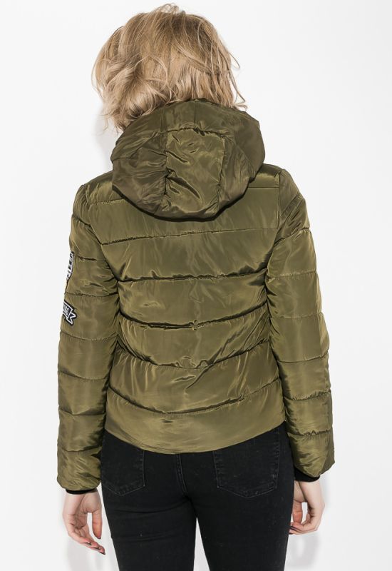 Куртка женская с нашивками 154V001 (хаки)