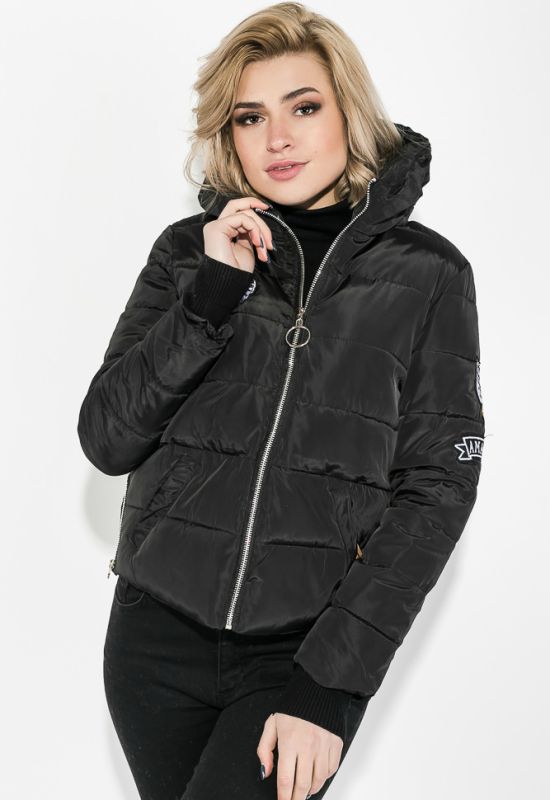 Куртка женская с нашивками 154V001 (черный)