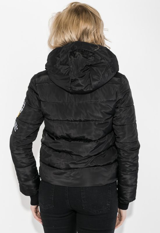 Куртка женская с нашивками 154V001 (черный)