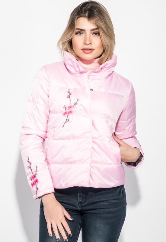 Куртка женская с нежной весенней нашивкой 72PD143 (светло-розовый)