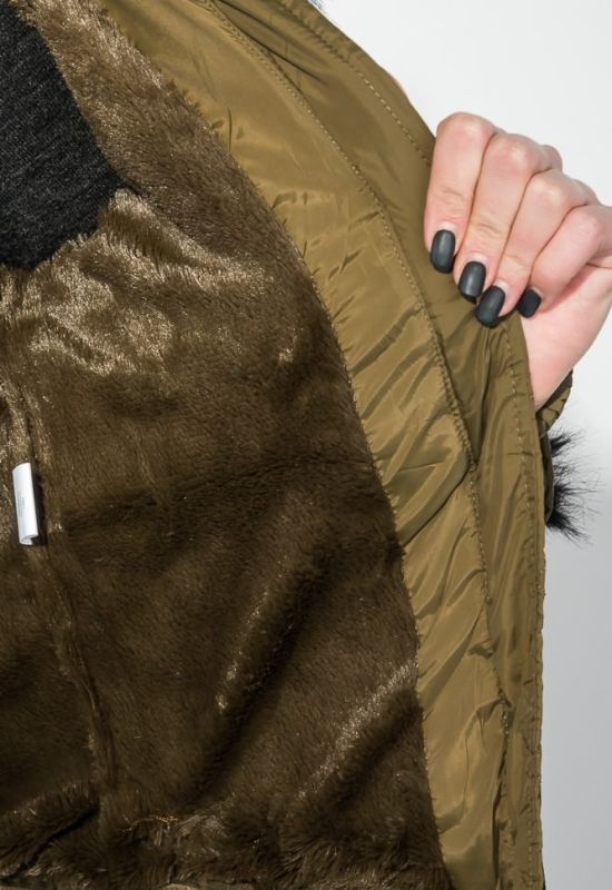 Куртка жіноча з низом, що відстібається, великий брелок на рукаві 315V001 (хакі)
