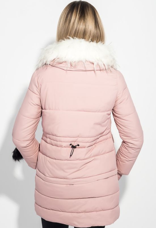 Куртка женская с отстегивающимся низом крупный брелок на рукаве 315V001 (розовый)