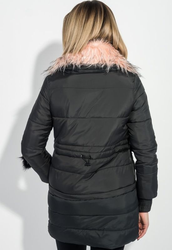 Куртка жіноча з низом, що відстібається, великий брелок на рукаві 315V001 (чорний)