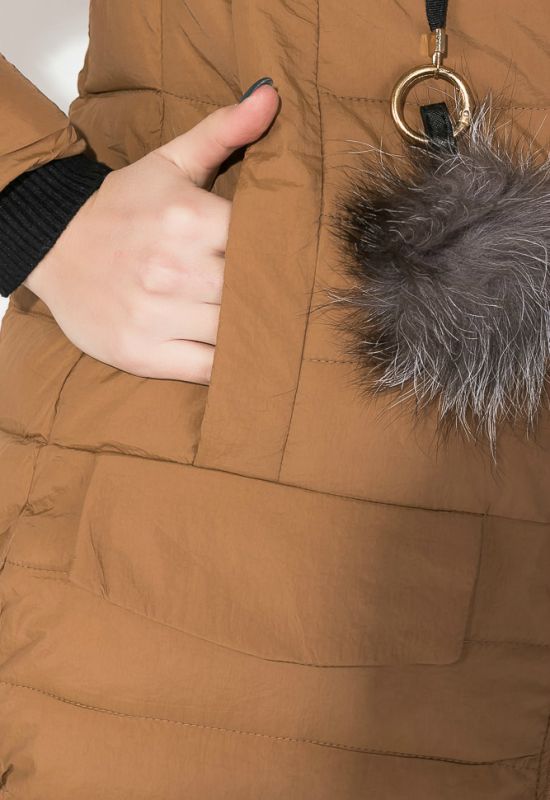 Куртка женская с пушком на кармане 173V001 (капучино)