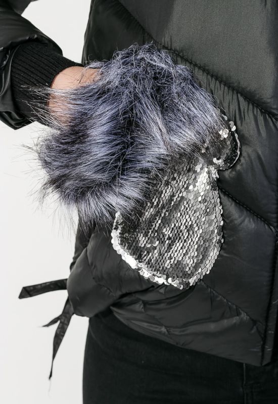 Куртка жіноча з вишитими кишенями 69PD987 (чорна)