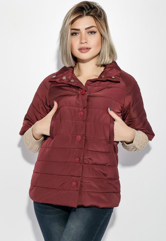 Куртка женская со съемными рукавами с поясом 69PD823-1 (марсала)
