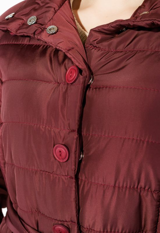 Куртка женская со съемными рукавами с поясом 69PD823-1 (марсала)