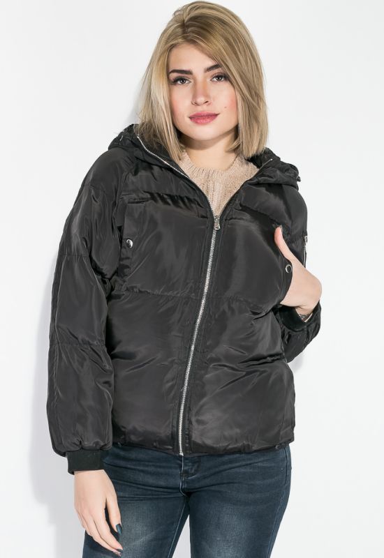 Куртка женская спортивная с карманами на груди 174V002 (черный)
