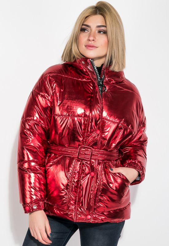 Куртка жіноча тепла коротка 69PD1075 (червоний/металік)