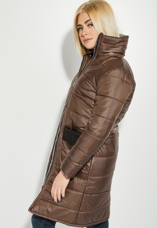 Куртка жіноча тепла з високим коміром 76PD1110 (коричневий)