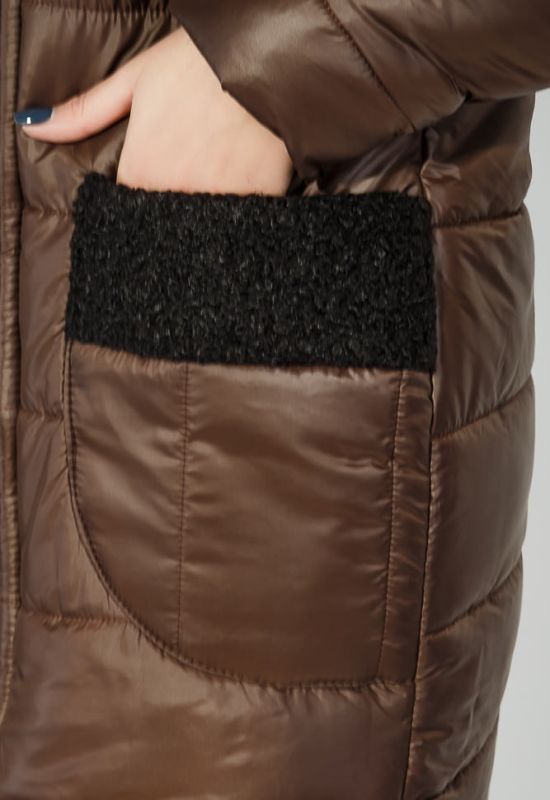 Куртка женская теплая с высоким воротником 76PD1110 (коричневый)