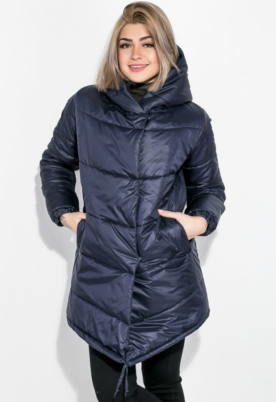 Куртка женская удлиненная с глубоким капюшоном 69P0811 (темно-синий)