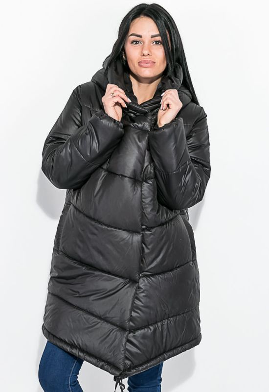 Куртка женская удлиненная с глубоким капюшоном 69PD811 (черный)