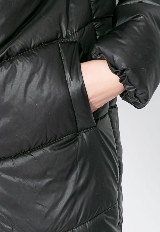 Куртка женская удлиненная с глубоким капюшоном 69PD811 (черный)