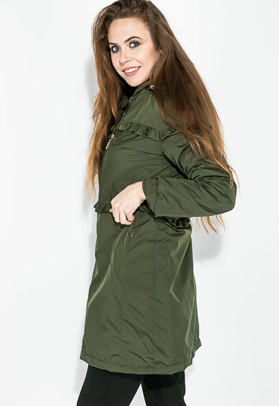 Куртка женская удлиненная с рюшами 69PD1076 (хаки)
