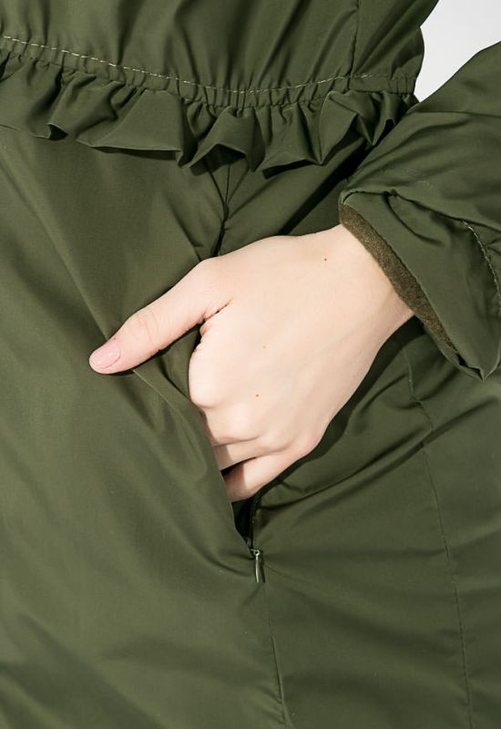 Куртка жіноча подовжена з рюшами 69PD1076 (хакі)