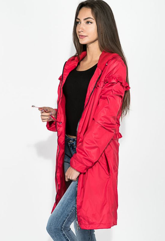 Куртка женская удлиненная с рюшами 69PD1076 (красный)