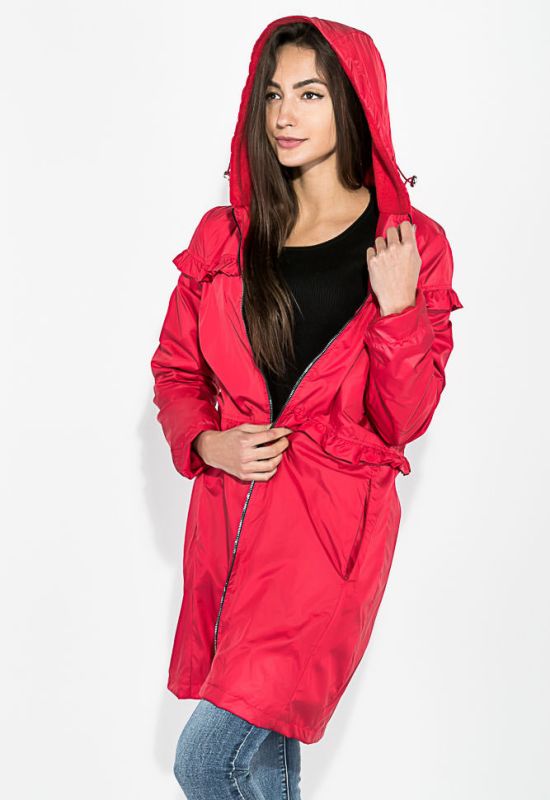 Куртка женская удлиненная с рюшами 69PD1076 (красный)