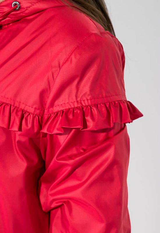 Куртка жіноча подовжена з рюшами 69PD1076 (червоний)