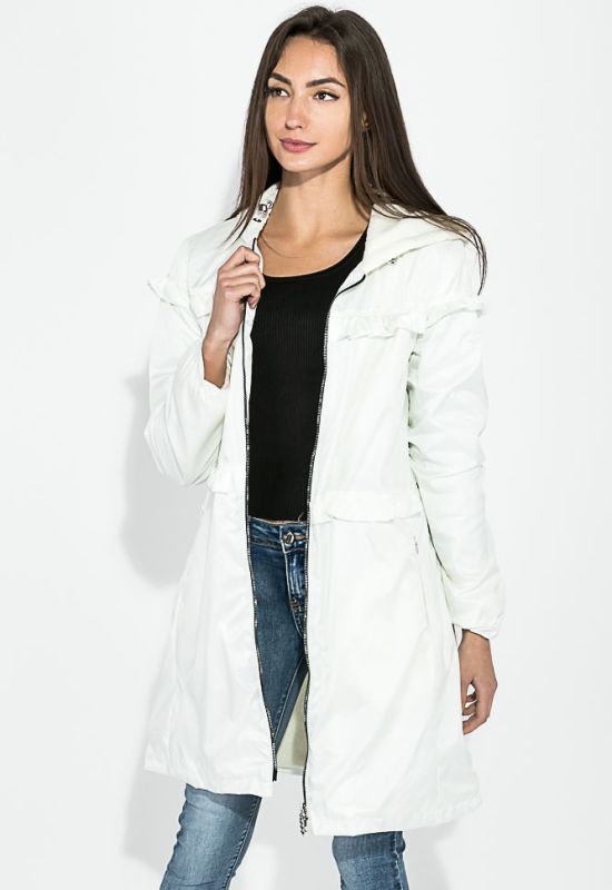 Куртка жіноча подовжена з рюшами 69PD1076 (молочний)