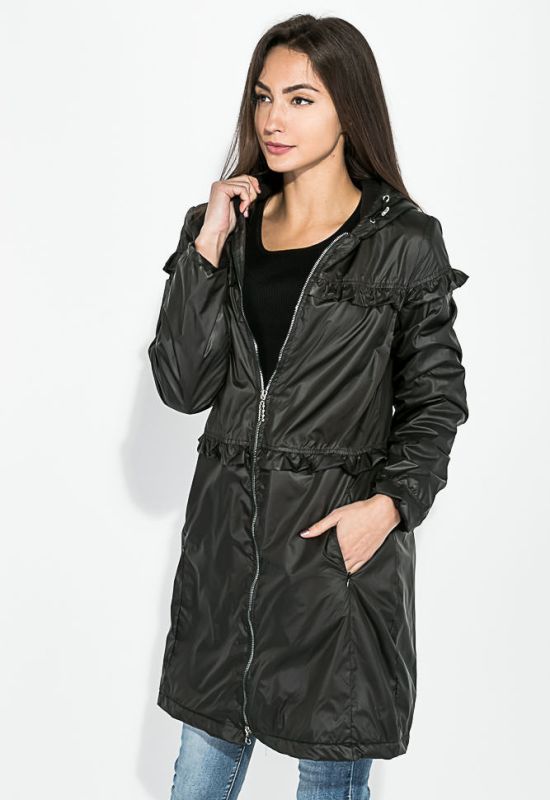 Куртка женская удлиненная с рюшами 69PD1076 (черный)