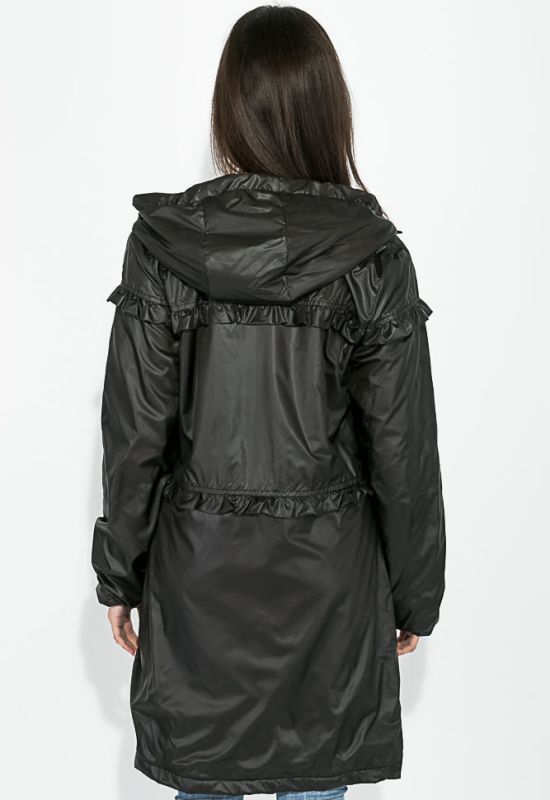 Куртка жіноча подовжена з рюшами 69PD1076 (чорний)