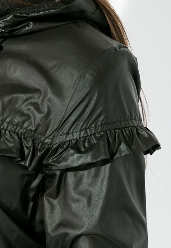 Куртка жіноча подовжена з рюшами 69PD1076 (чорний)