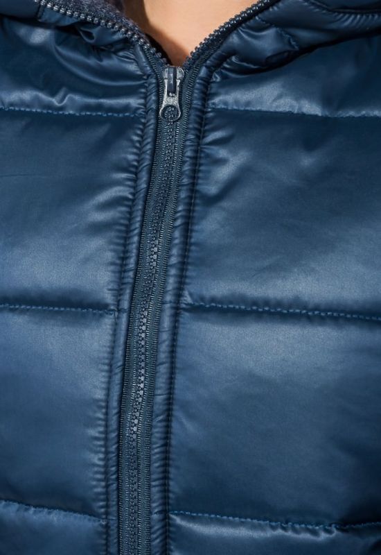 Куртка женская зимняя однотонная на молнии 74PD800 (темно-синий)