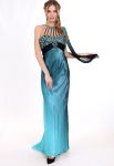 L 039 Вечірня сукня з шифону з розшитим ліфом і з ефектом градієнта (бірюзовий)